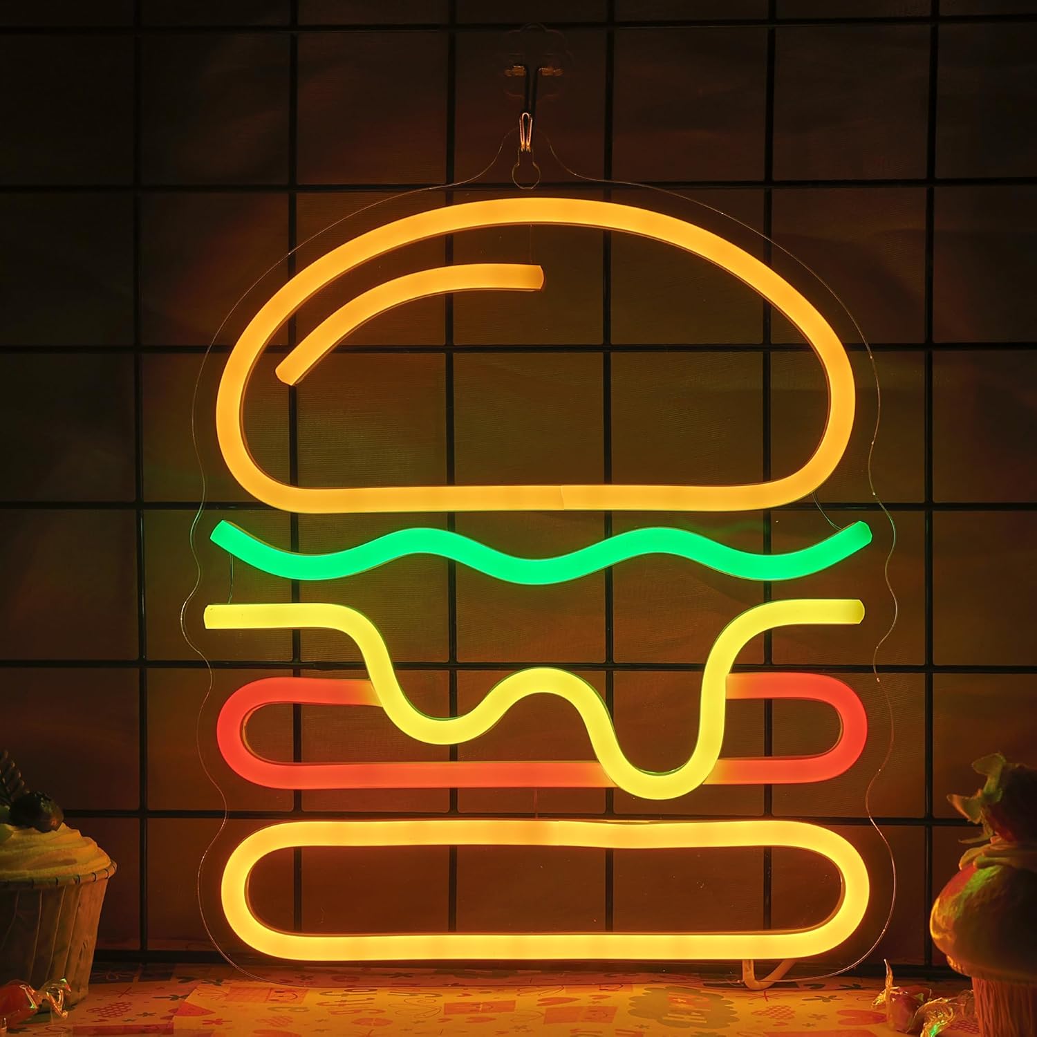 Commercial Kitchen Light - Неоновая вывеска Burger с многослойным сыром,