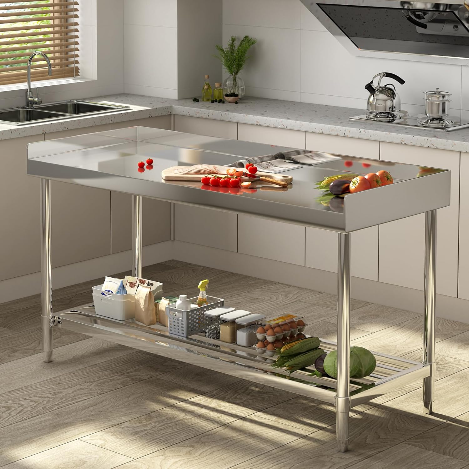 Commercial Kitchen Backsplash - Рабочий стол из нержавеющей стали, 24